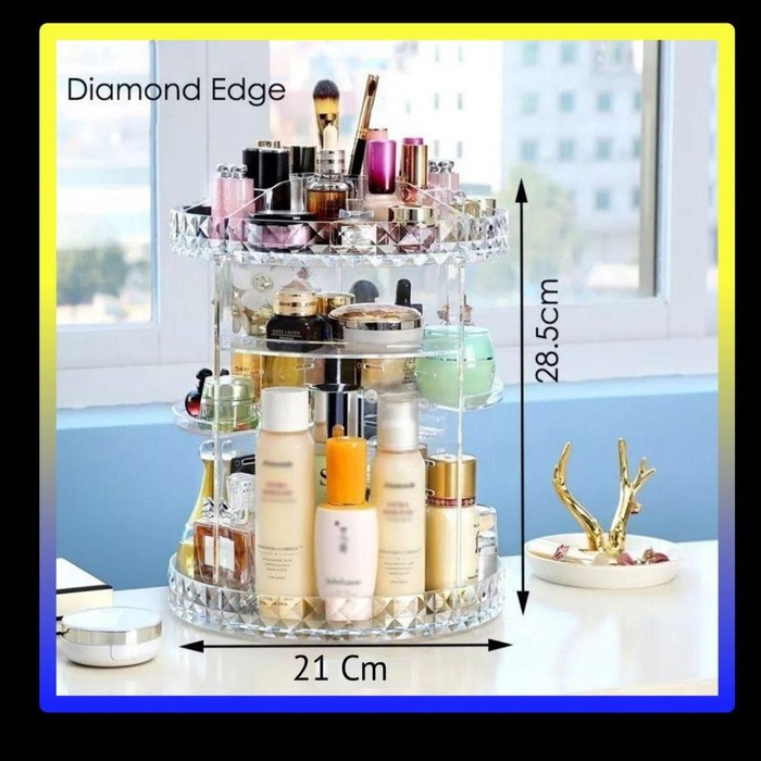 Rak Make Up Kosmetik Putar Organizer Acrylic 360 derajat Transparant