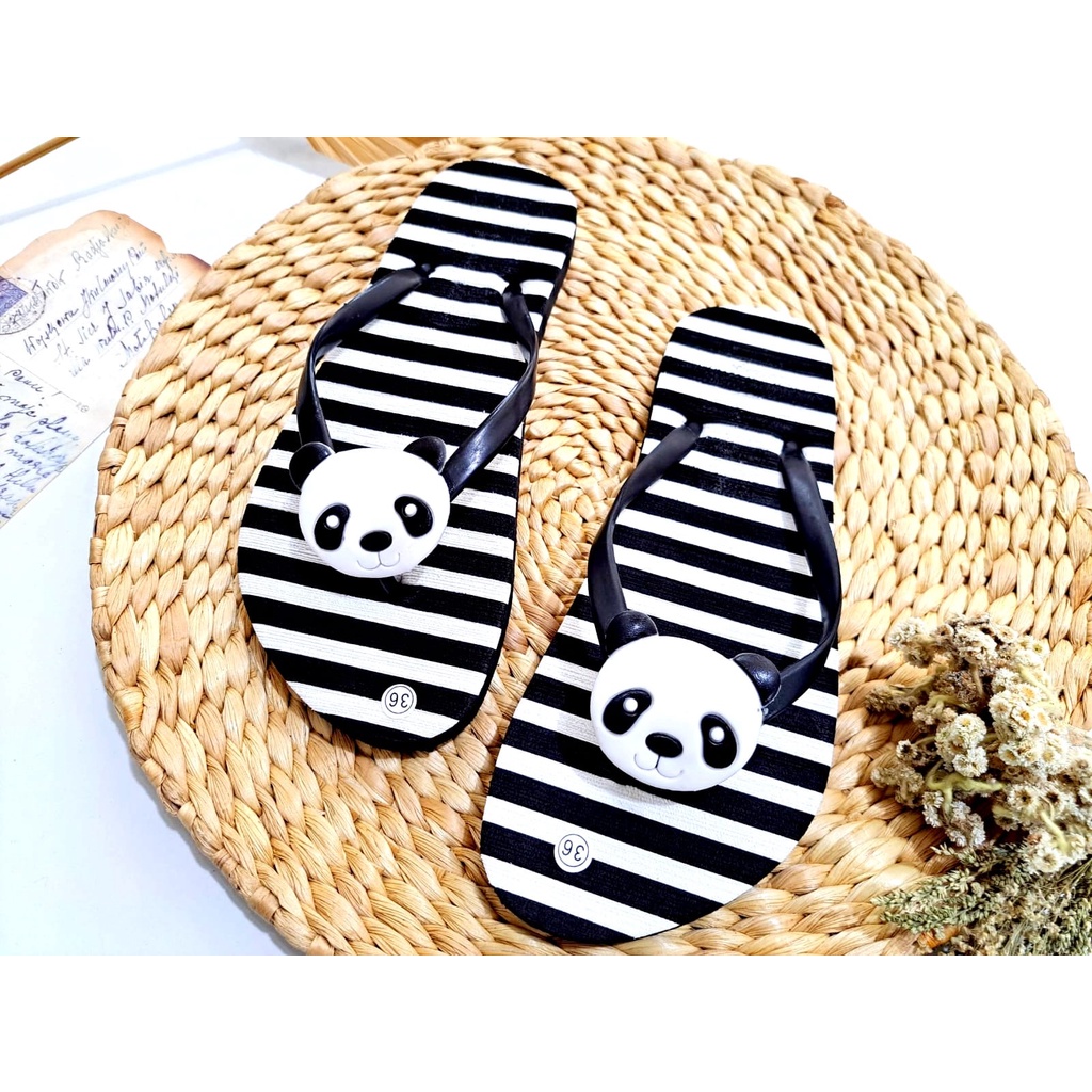 Sandal Wanita Dewasa Motif Jepit Panda Belang