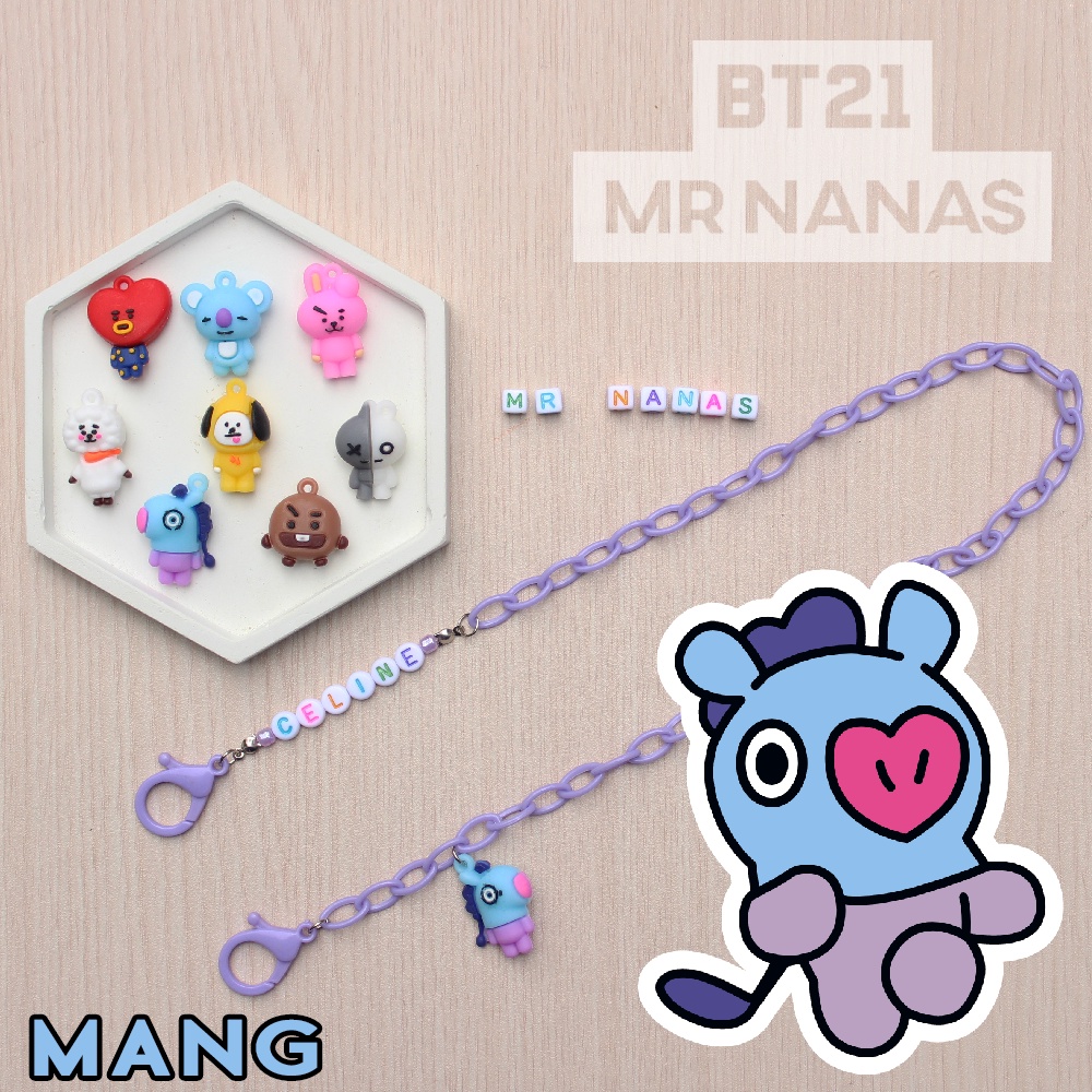 Tali Masker FREE NAMA DAN BONEKA LUCU BT21 Strap Masker Anak Unisex Cewe Cowo