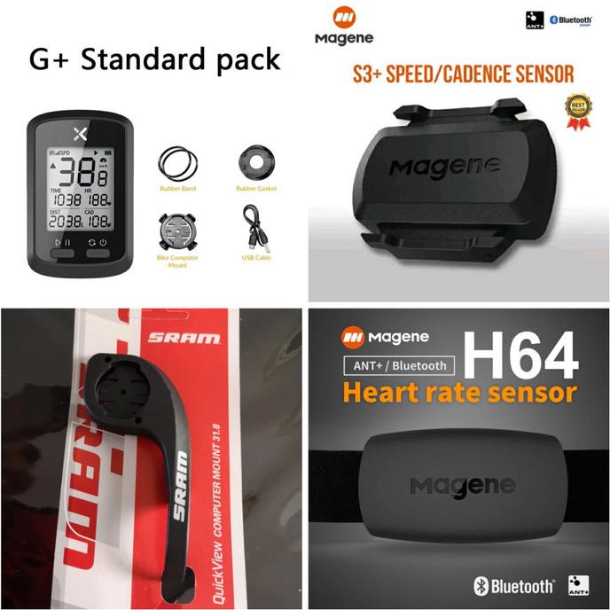 Paket Xoss G+, Magene Speed/Cadence, Magene Heart, Barfly Sram