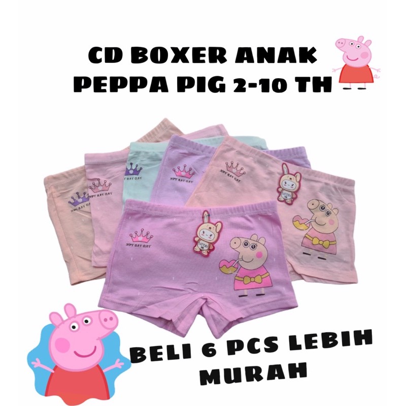 6 Pcs CD Celana Dalam Anak Perempuan Cewek 2 6 8 Tahun Peppa Pig Katun Adem Sempak Anak Kancut Anak Cawet Anak Celana Boxer Anak Perempuan 2 4 5  6 8 Tahun Katun Murah