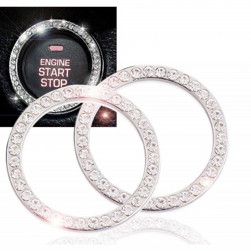 Car One-Click Start Button Cover Diamond-Encrusted Color Decorative Ring Auto Accessories