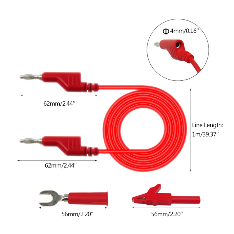 Btsg Stackable 4mm Banana Plug Adapter Copper Test Lead Kit Untuk Multimeter Otomotif