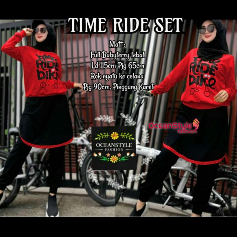 Time Ride Set Setelan Wanita Atasan Bawahan Setelan Remaja Setelan Olahraga Setelan Muslimah Dress