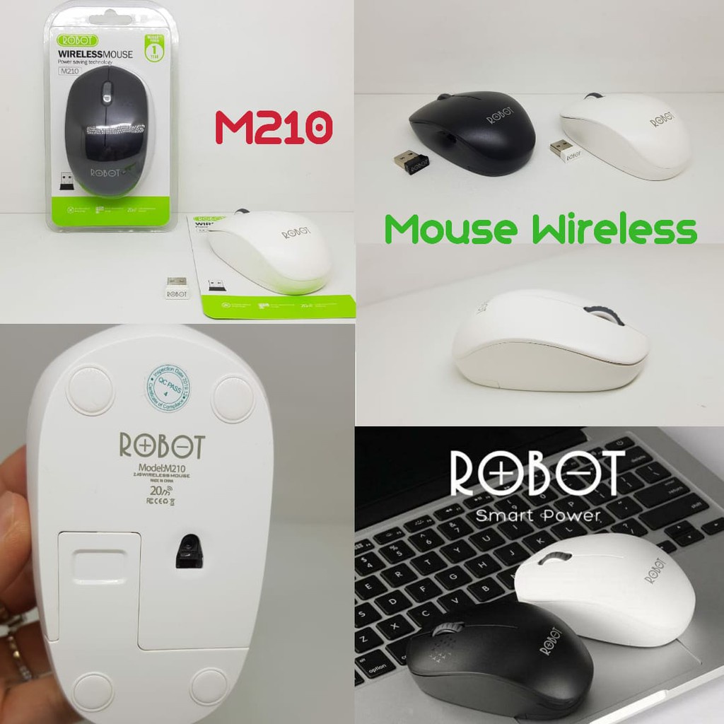 Trend-Mouse Wireless ROBOT M210 2.4GHz Optical 1600DPI dengan Receiver USB untuk PC Laptop Original