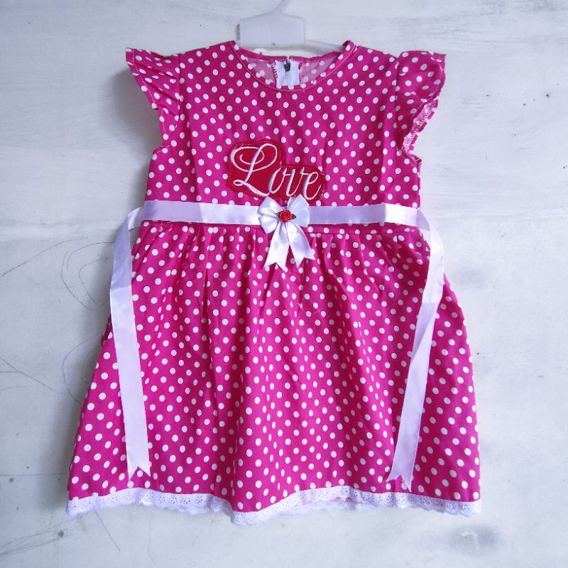 Dress Anak 1 2 tahun baju anak cewek perempuan motif polka Fatonah Shop Godong grobogan purwodadi lovapolka love polka lova polka