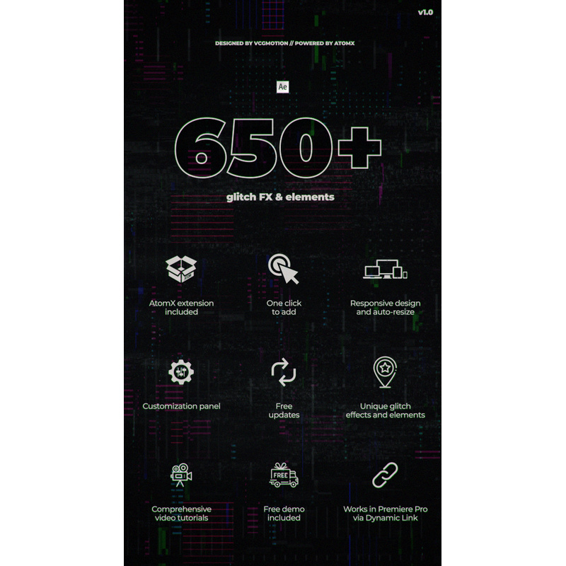 AtomX - Glitch Pack V1 - After Effect (Extension)