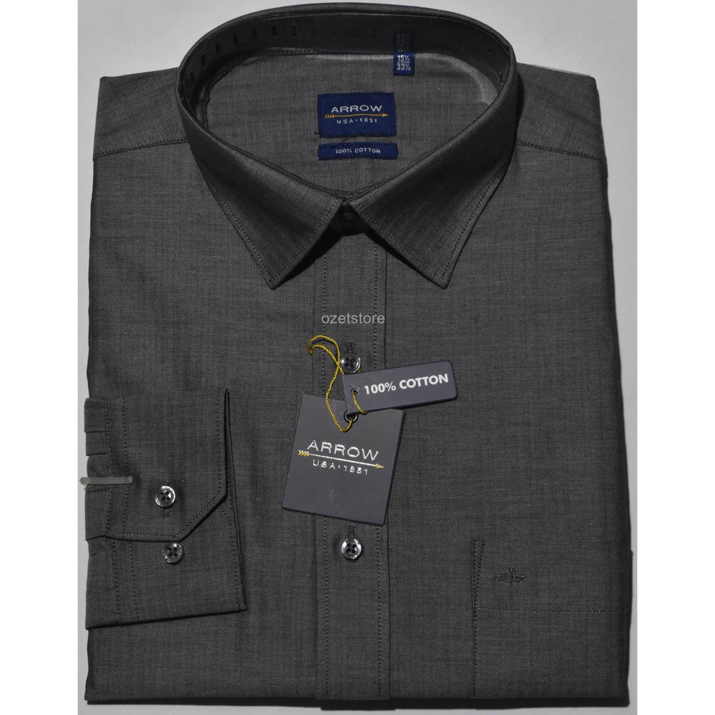 Kemeja Pria Formal Lengan Panjang ARROW HItam Salur Reguler BP70 ORIGINAL