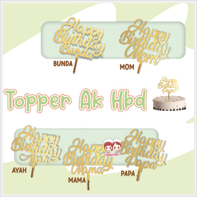 Jual Topper Kue Hiasan Kue Topper Cake Happy Birthday Mom Hbd Mom Hbd Ayah Hbd Papa