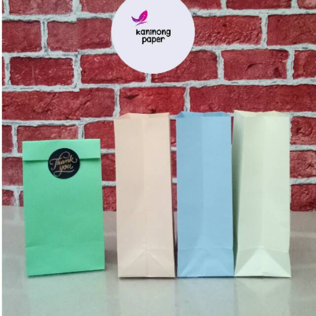 

10 pcs Paper Bag Kecil Polos Warna Pastel Tanpa Handel - 8X6X17