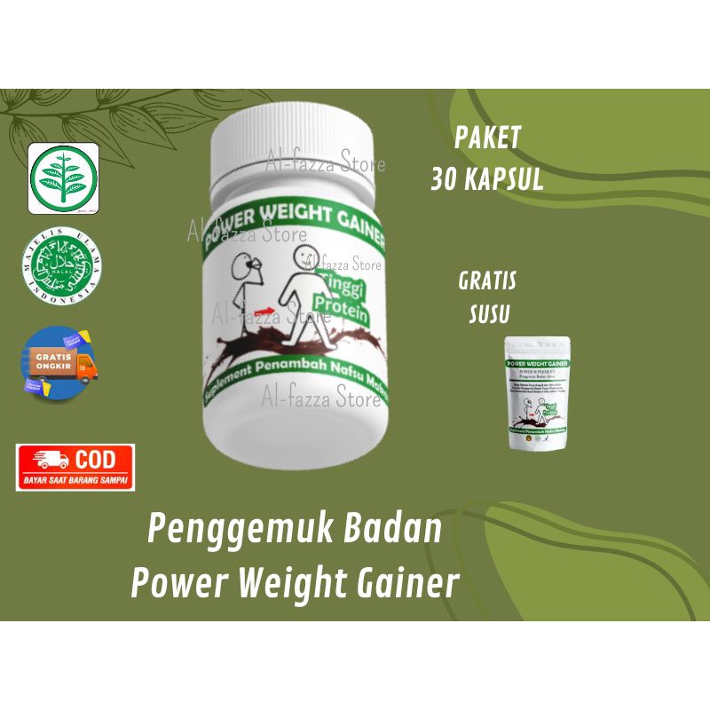 (COD TERLARIS) POWER WEIGHT GAINER Penggemuk Bada,Kapsul Penggemuk Badan Cepat Ampuh, GRATIS SUSU,