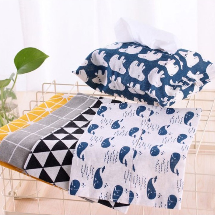 BRGUNIK Kotak Tempat Tissue Kain Motif Lucu Bagus Kanvas Cover Tissue Mobil R469