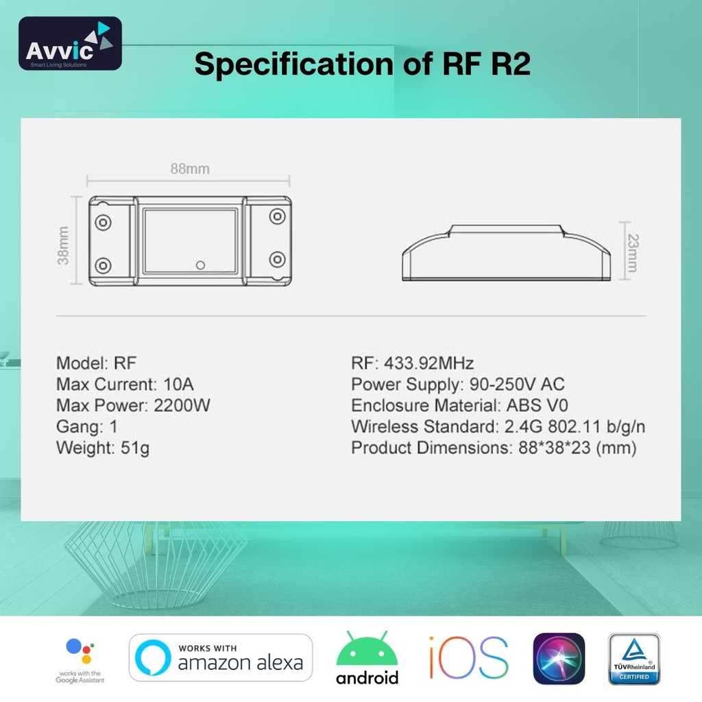 Sonoff RFR2 -Smart Switch Wifi and RF Control-Saklar Pintar Nirkabel Dengan Penerima RF 433Mhz