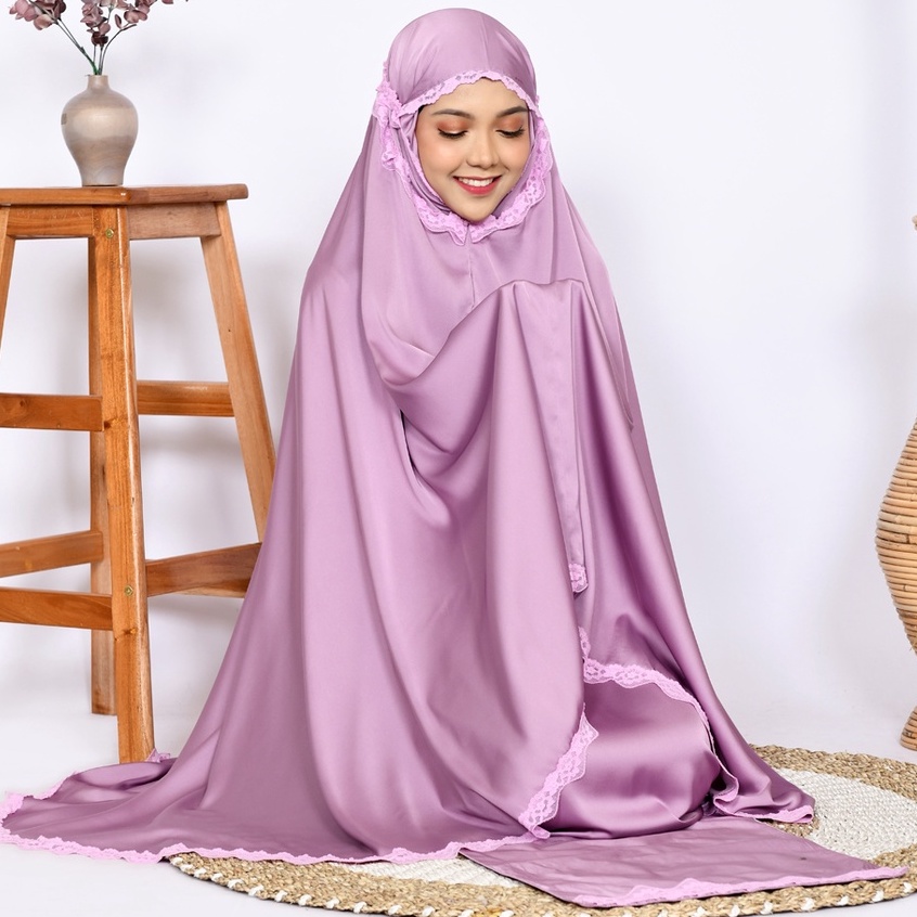 Mukena Telakung dengan Sajadah Kecil Travelling Premium Silk Travel Dewasa Mukenah Alat Sholat