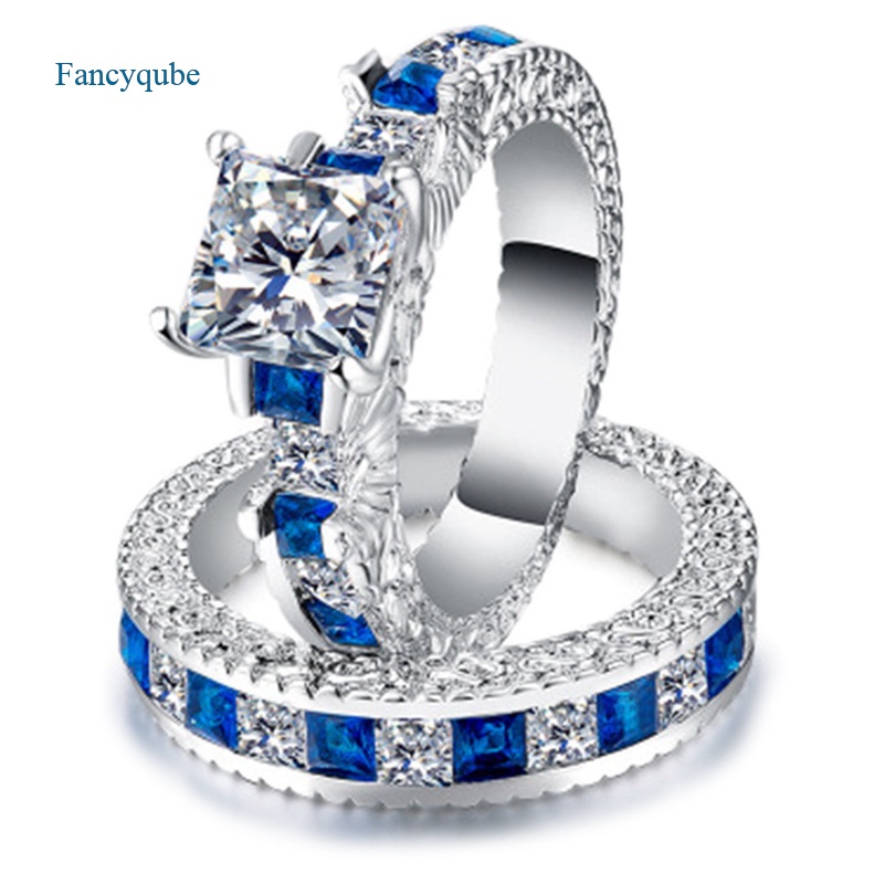 Fancyqube Cincin Sapphire Gemstones Natural Untuk Wanita