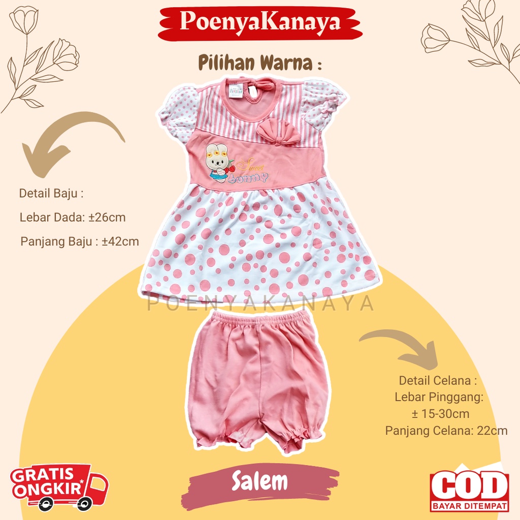 Setelan Dress Bayi Pendek SWEET BUNNY Fauzan 3-12 Bulan SDR27