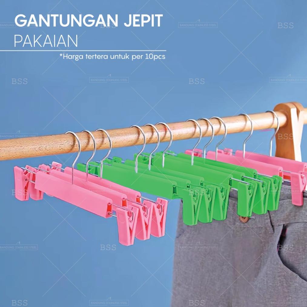 Gantungan pakaian 10pcs baju celana selimut bh bra lingerie handuk kain kait Hanger plastik jepitan 
