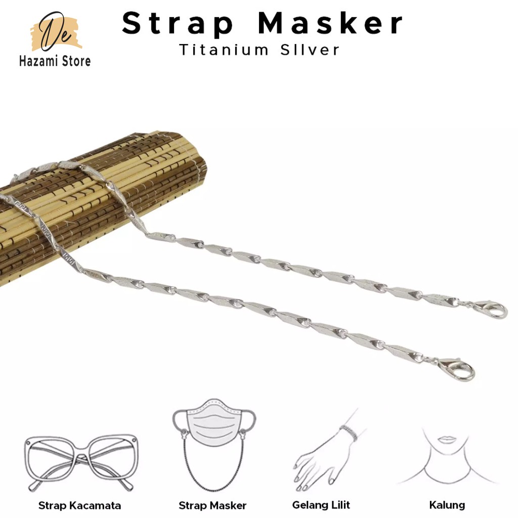 BISA COD Strap Masker Titanium Rantai Pria Kacamata Gantungan Anti Karat Korea Fashion Terbaru 2021