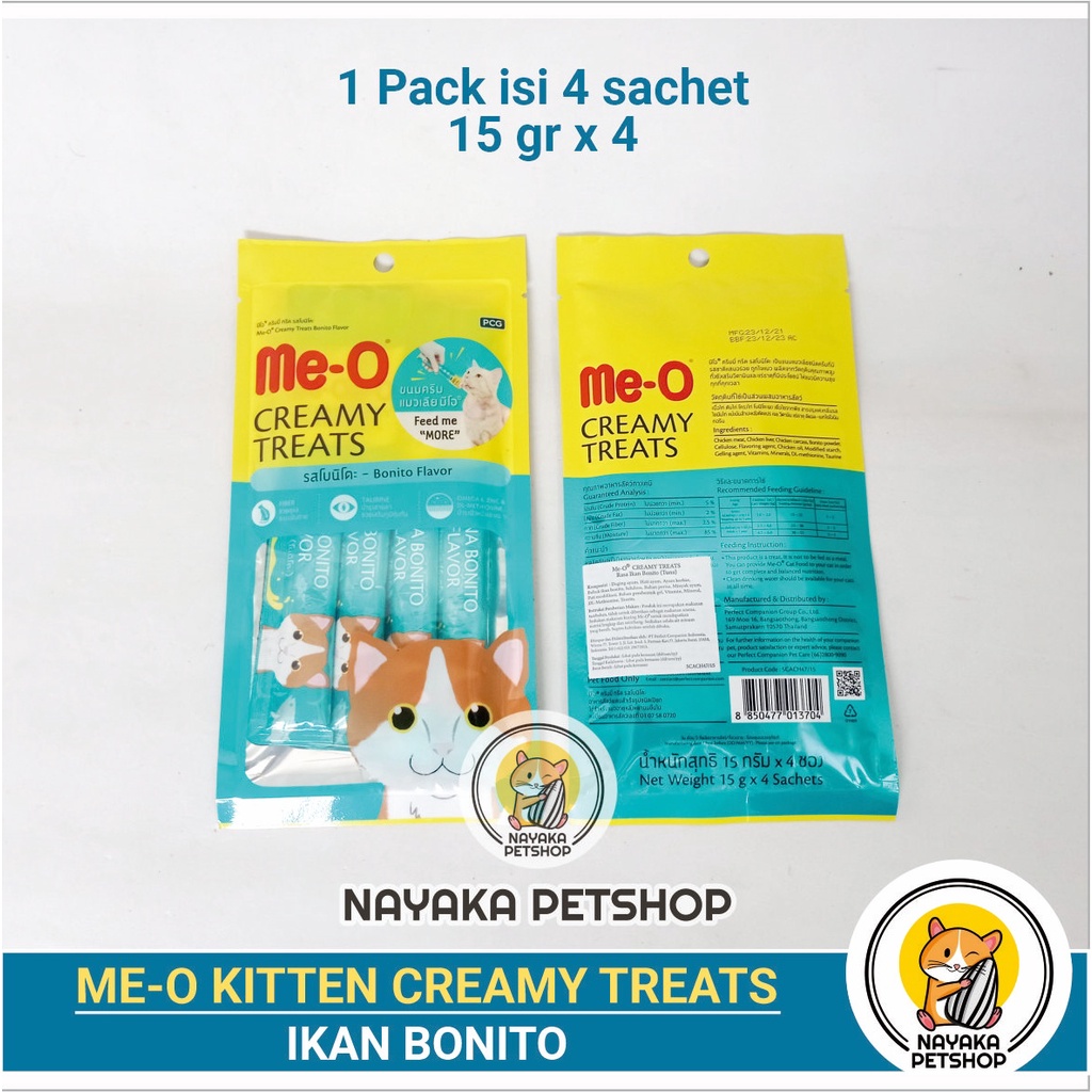 Meo Creamy Ikan Bonito 60 gr Treats Cat Food Cemilan Snack Kucing