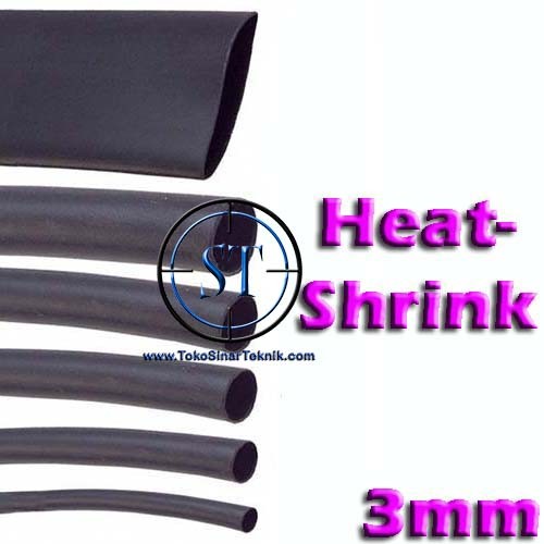 Selongsong Bakar Kabel 3mm Heat Shrink HeatShrink Tube Pelapis Kabel Selang Ciut Pelindung Cable Heat Panas Bakar Per 1 Meter