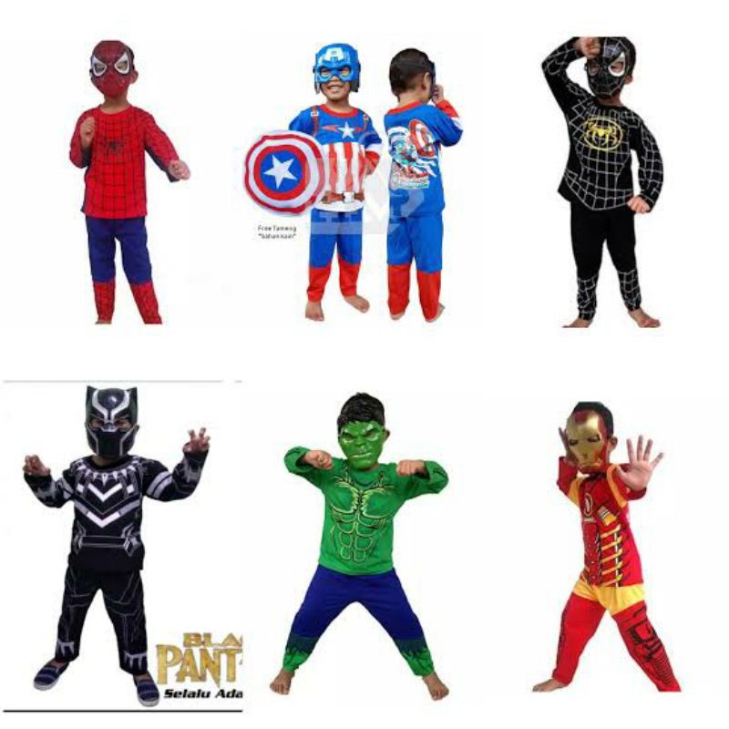 SETELAN CUSTOM ANAK AVENGERS MARVEL KIDS SUPER HERO SPIDERMAN SUPERMAN CAPTAIN AMERIKA BATMAN MURAH