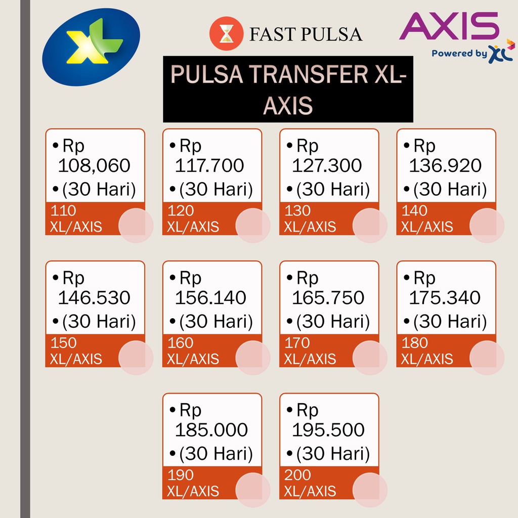 Pulsa Transfer Xl Axis Murah 20 Sampai 100 Shopee Indonesia