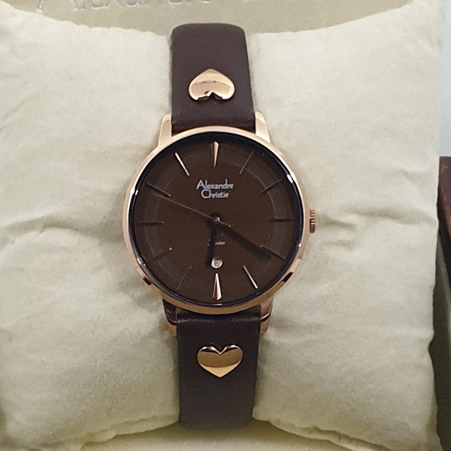 Alexandre Chritie Ac2774 Rosegold Brown,Jam Tangan Wanita,Original