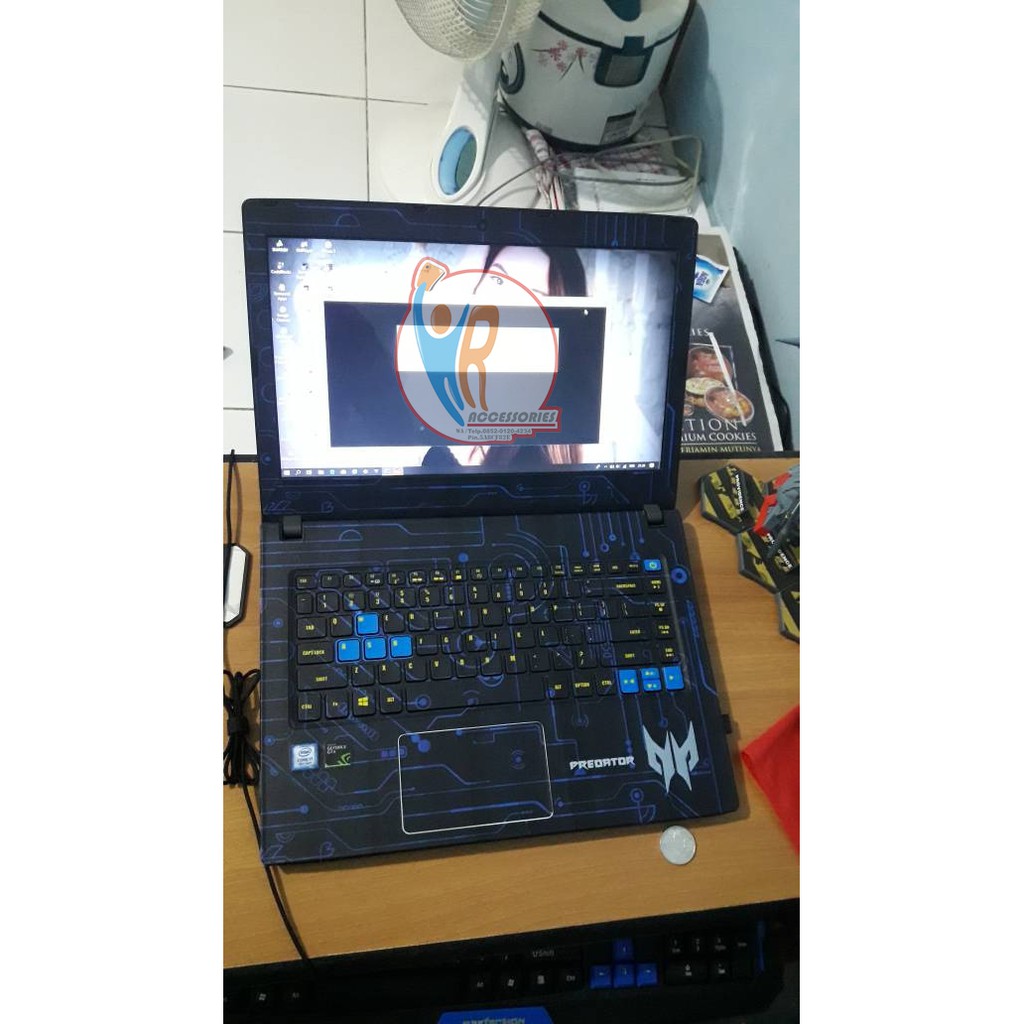 Original Garskin Laptop Full Body Acer E5-475 Series Motif Predator Blue