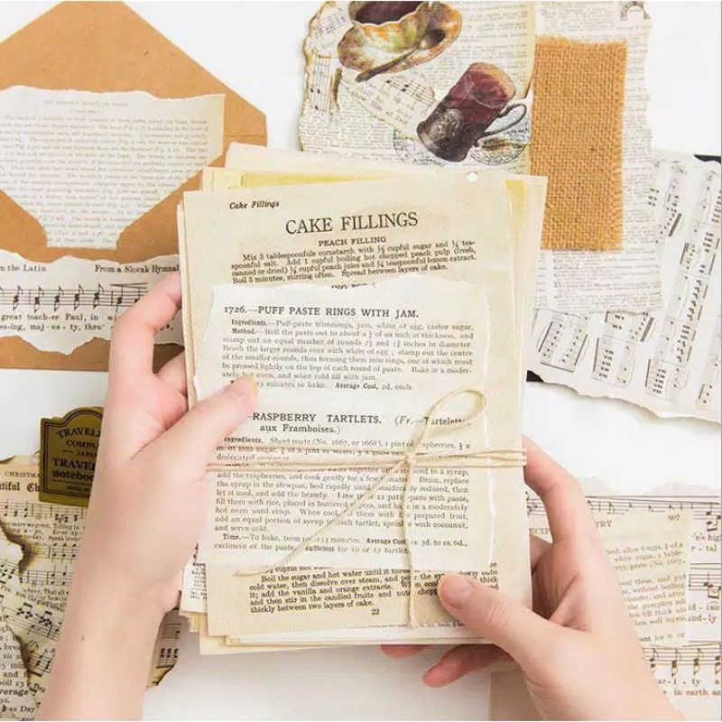 

57 pcs old paper journal kertas dekorasi bujo motif vintage scrapbook