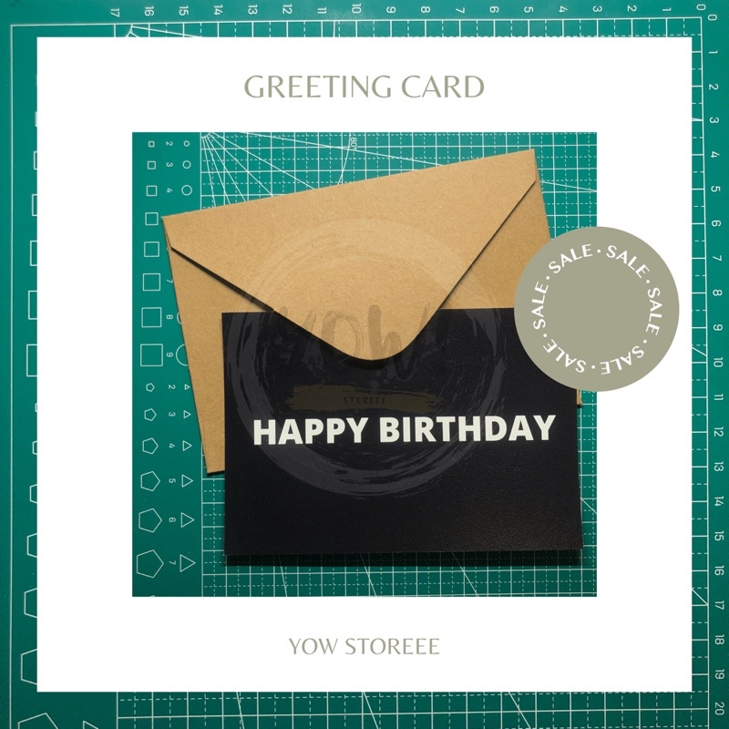 

[YOW CARD] Kartu Ucapan dengan Amplop Kraft Coklat / Greeting Card with Brown Kraft Envelope - Happy Birthday Black Version / HBD / Selamat Ulang Tahun / Met Ultah / Simple Card Edition - YOW STOREEE