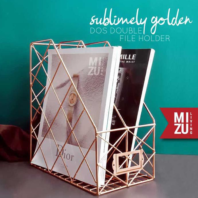 

BISA COD SUBLIMELY GOLDEN DOS DOUBLE WIRE Magazine File Stand Box Emas A4 - SG DOS HOLD RG TERBATAS