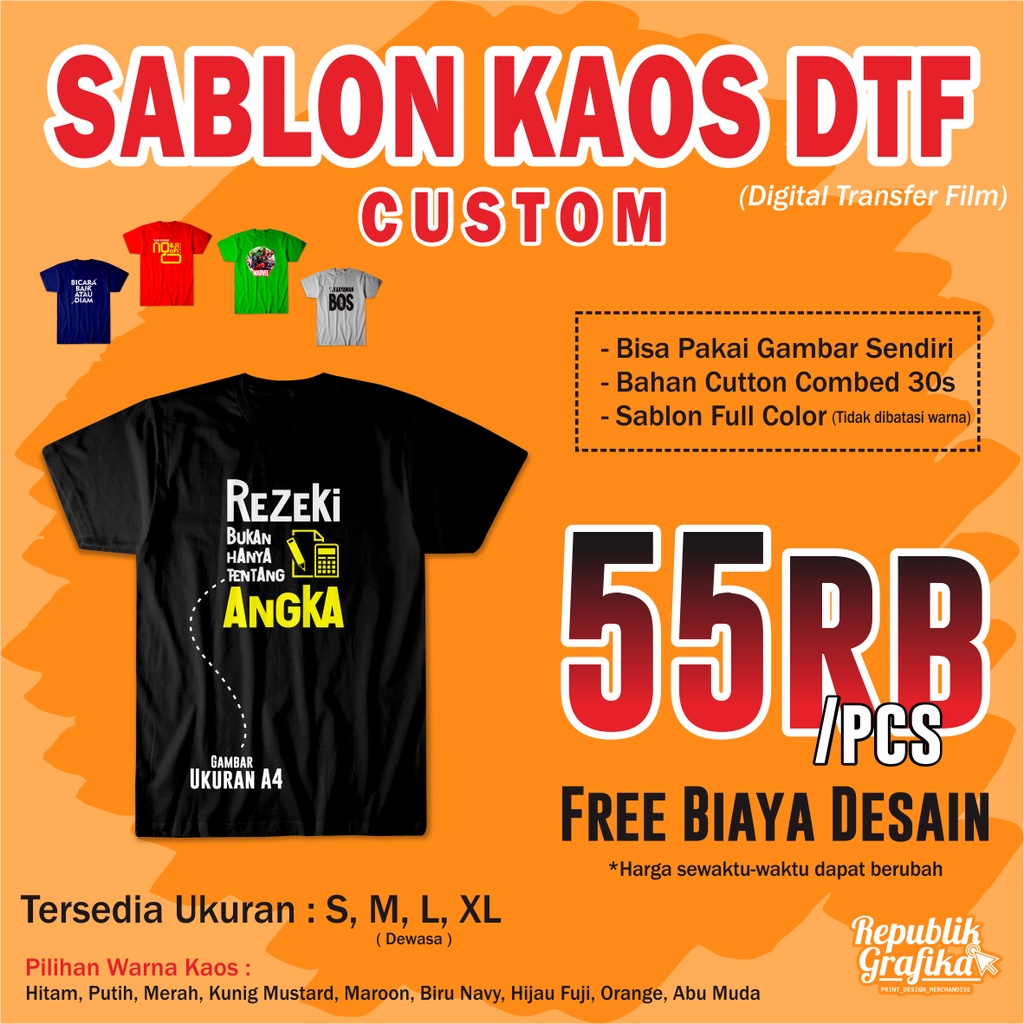 Jual Sablon Kaos Satuan Custom Sablon Dtf Combed 30s Pre Order Shopee Indonesia 0703