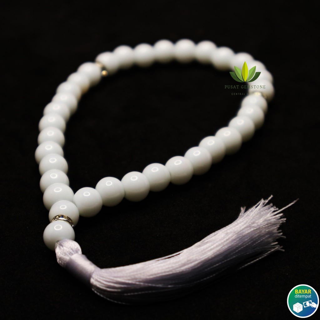Tasbih Giok Putih 33 Butir Natural