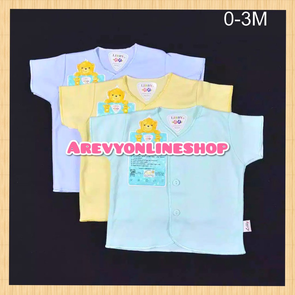 Libby Baju Lengan Pendek Piyama Bayi Polos Warna 0-6 BULAN