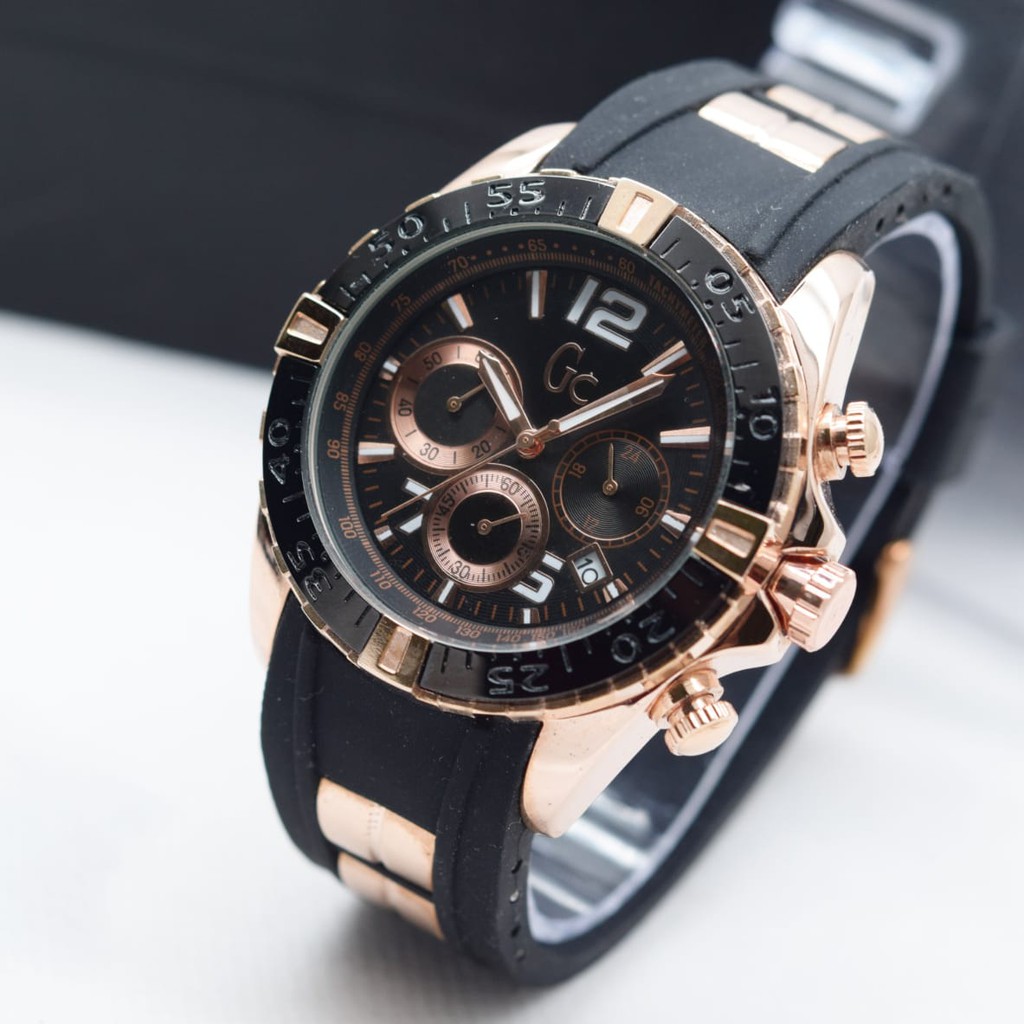 JAM TANGAN PRIA KEREN GC CHRONOGRAPH TALI RUBBER