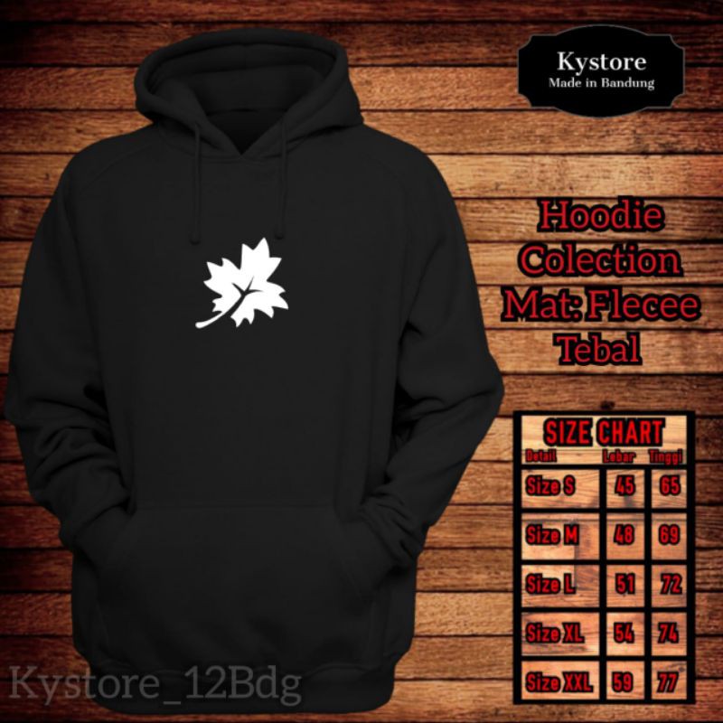 jacket hoodie, sweter fleece motif daun