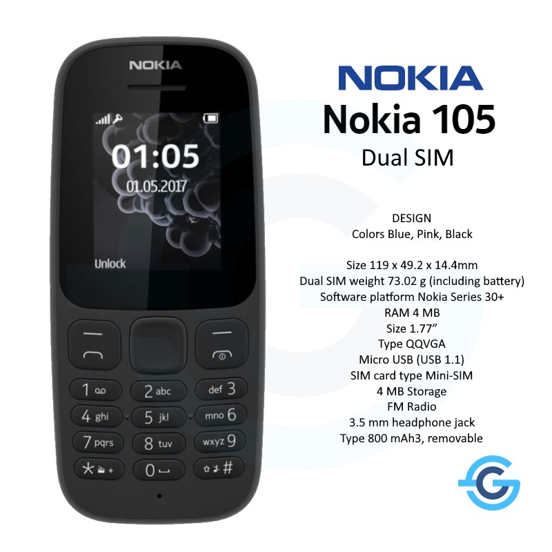 Nokia 105 2019 Dual SIM Garansi Resmi TAM | Shopee Indonesia