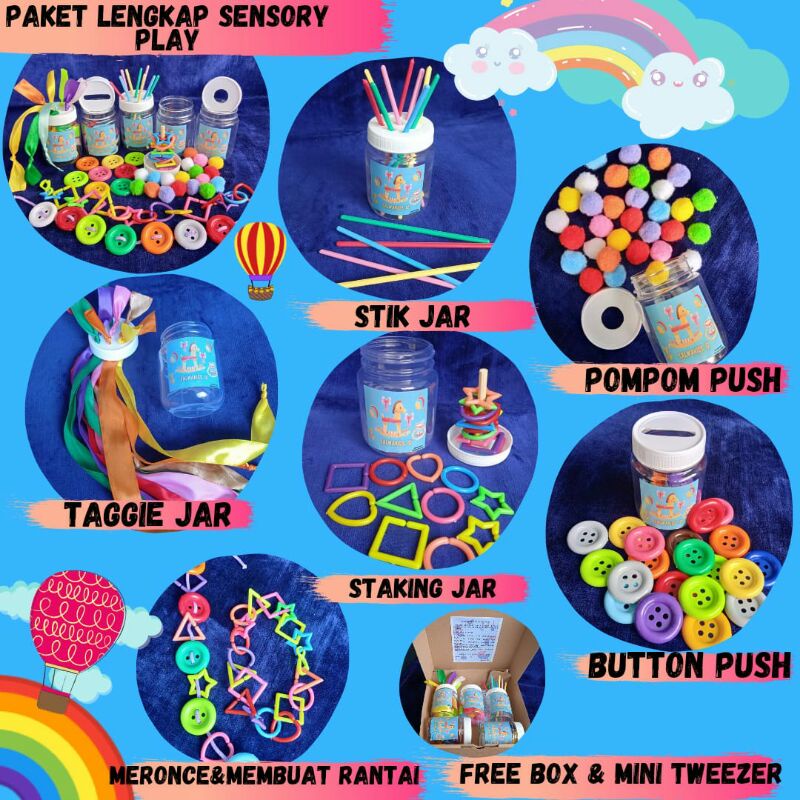 Mainan Montessori Sensory Busy Jar 8 IN 1 Motorik Sensorik Play Mainan Edukasi Anak