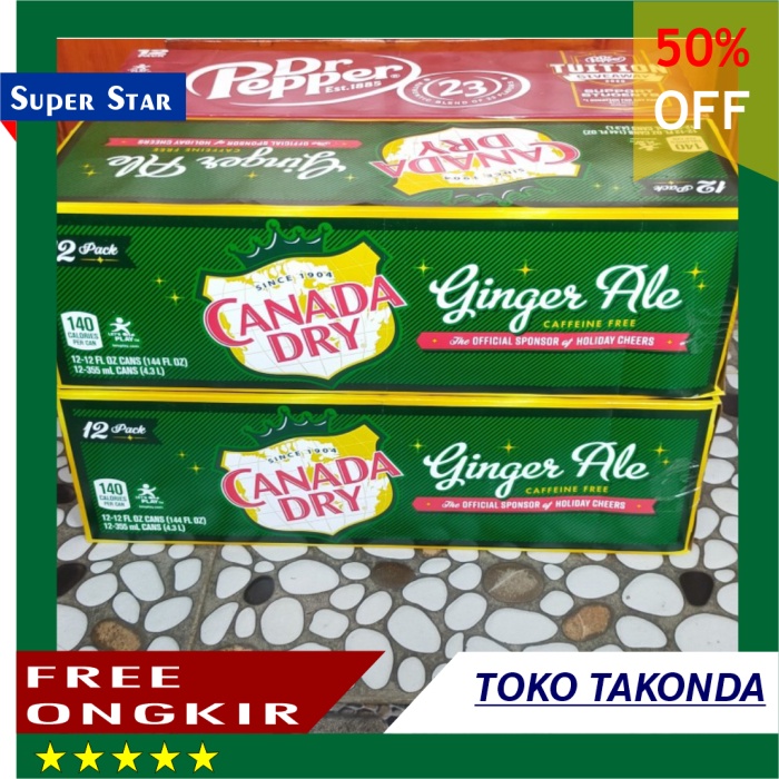 canada dry ginger ale can box isi 12pcs 12x355ml soft drink jahe impor
