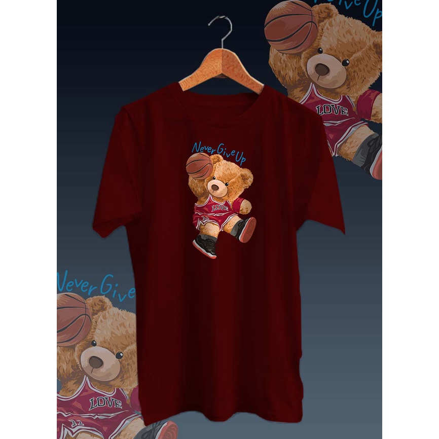 KAOS T-SHIRT DISTRO GAMBAR&quot;BEAR BASKET&quot;cotton combed 30s/lengan pendek/sablon digital print