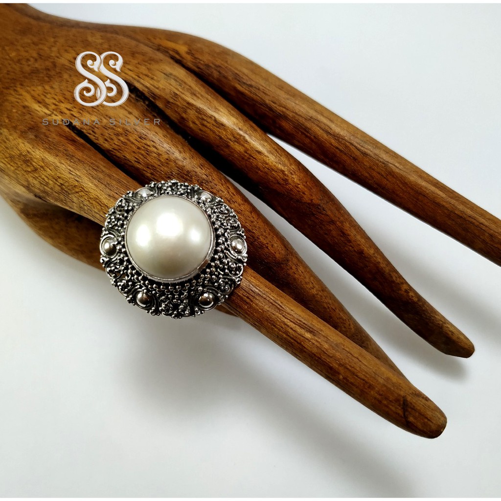 Cincin Mutiara Perak Bakar Handmade Silver 925