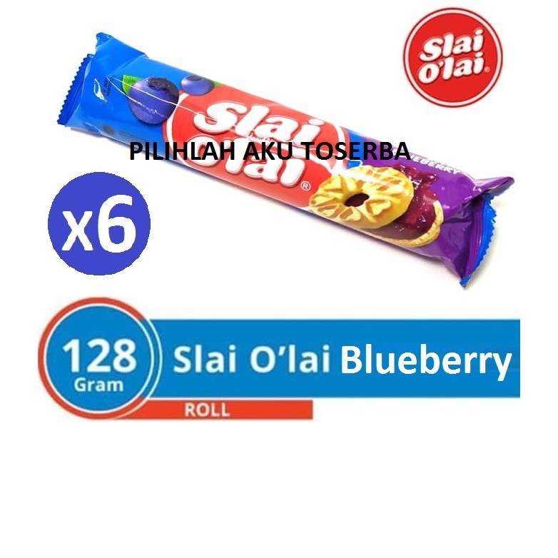 Biskuit Roma Slai O'lai Blueberry Roll / Slai Olai Blueberry Roll 128 gr ( HARGA 1 PAKET ISI 6 )
