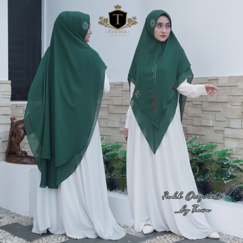 THEWA KHIMAR WARU ORI THEWA HIJAB ceruty babydoll soft pet antem 2 layer khimar payet jilbab instan 