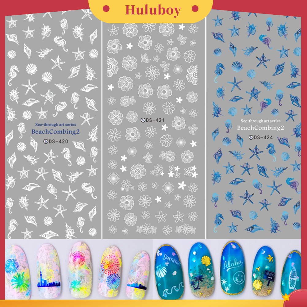 Huluboy Huluboy♡ Stiker Kuku Motif Bunga Butterfly Kembang Api Untuk Manicure