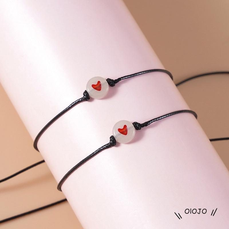 Gelang Tali Adjustable Dengan Manik-Manik Hati Luminous Untuk Pasangan / Persahabatan - ol2