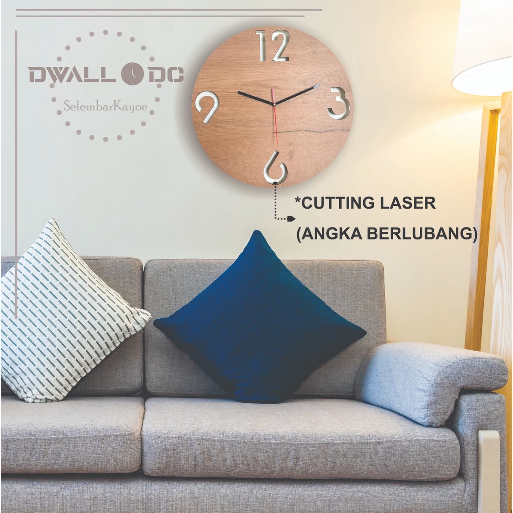 JAM DINDING KAYU BESAR 40 cm GARANSI 1 THN. [SWEEP MOVEMENT SERIES] - Jam Dinding Minimalis - Pvc Interior - Jam Dinding Middle Cutting Laser | AESTHETIC ART MINIMALIS | HIASAN DEKORASI | - by Selembarkayoe