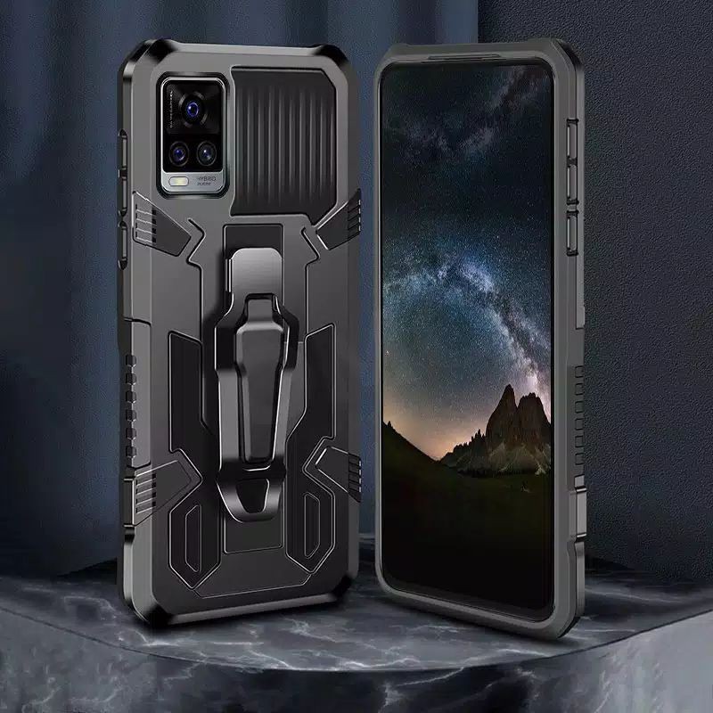 Hard Case Vivo V21 V20 SE V20 V17 V19 Y91C Y91 Y93 Y95 S1 Pro Case H8 I-Crystal Transformer Robot Ironman Kickstand