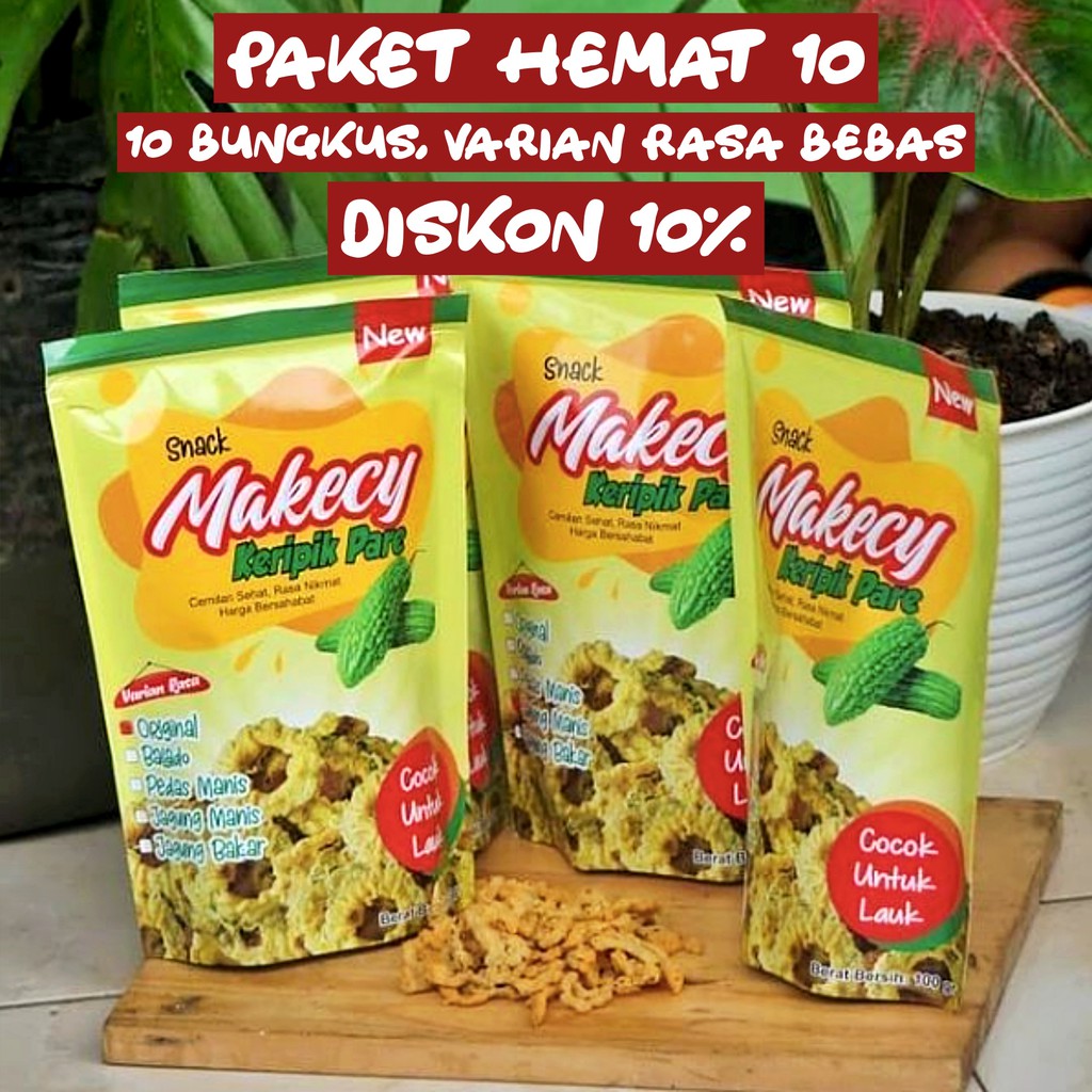 

Keripik Pare Makecy Paket Hemat 10 Kriuk Renyah ANTI PAHIT Tanpa Pengawet