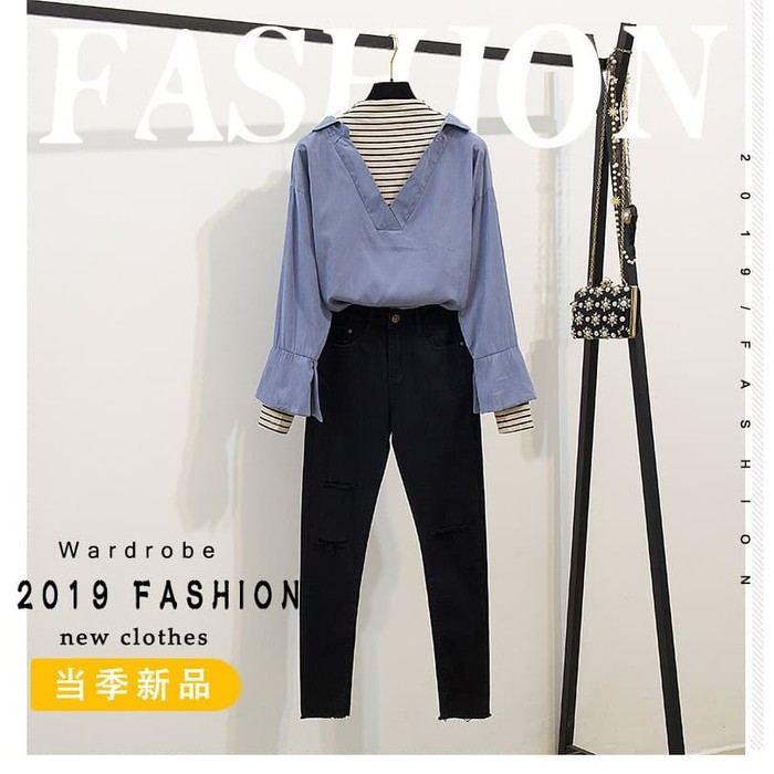 HQK-03 set high quality import korea jepang setelan blouse celana
