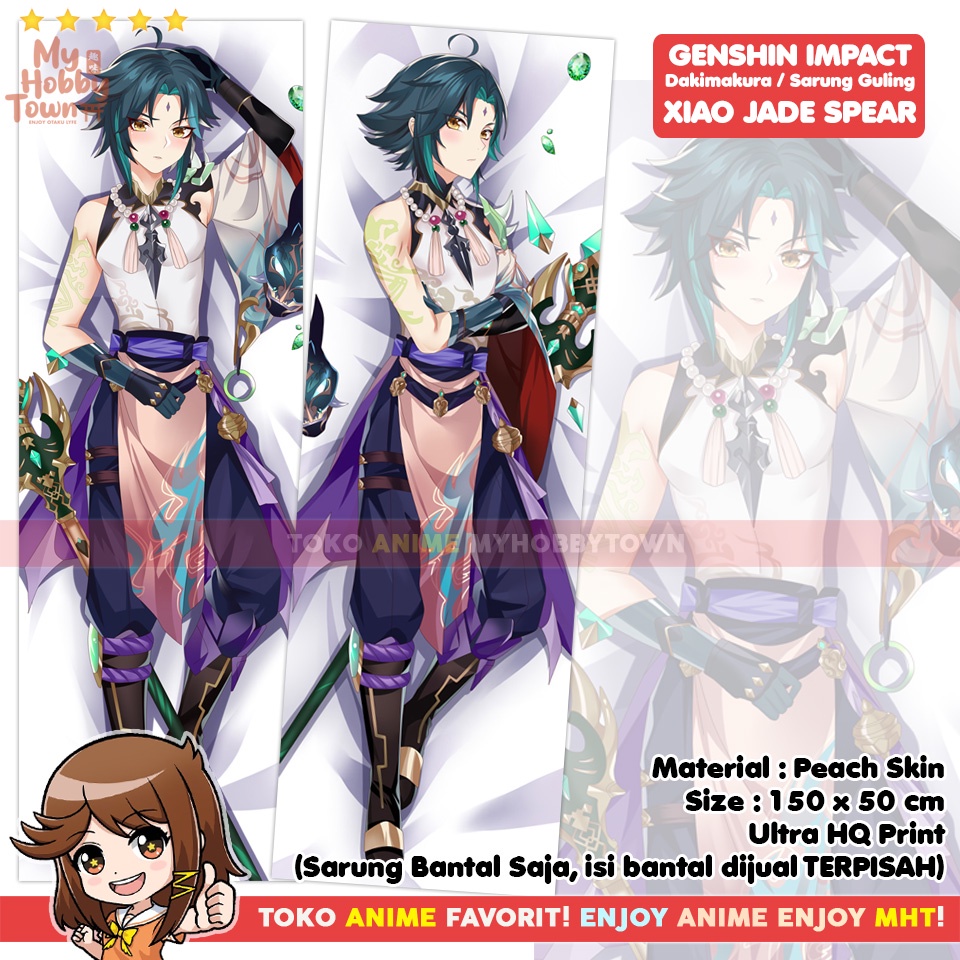 Sarung Bantal Anime Dakimakura Genshin Impact : Xiao Jade Spear